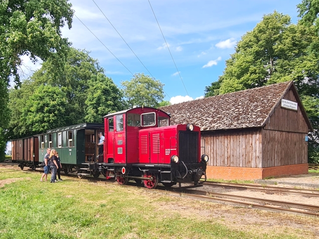 Abb.: Lok V1 mit einem gemischten Zug in Heiligenberg