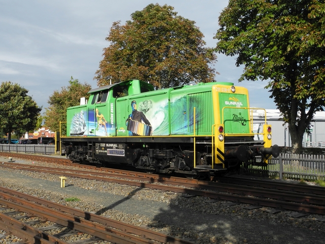 Abb.: Auf der Lokomotive V90 der Fa. METRANS wurden Führerstandmitfahrten im Bahnhofsbereich in Bruchhausen-Vilsen angeboten.